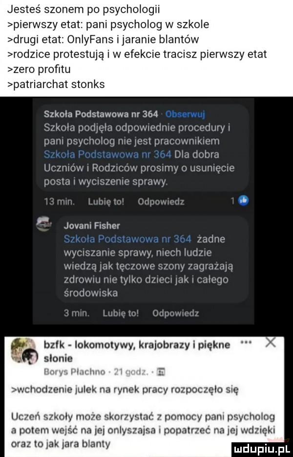 jesteś szonem po psychologii pierwszy etat pani psycholog w szkole drugi etat oniyfans i jaranie blantów rodzice protestują i w efekcie iracisz pierwszy elz n zero profilu patriarchat stones szkola podstawowa nr     szkola podjęła odpinviviliiie uroueiliiryi pniu psycholog mn insi pracox makiom dlii dobru uczniow i rodzmow prosimy o usunięcie       i wyciszenie sprawy i iii i ib jovani fisher zadne wyclsmme sprawy niech iiidzio wad i jak lec owe emmy login ii llewill nw iylko l irci jak caloqu sindowmku bzik iokomotywy kraiobrazyipiękne slonie i i l l uhm l wchodzenie ulek na rynek pracy rozpoczęło się ucmil sikory mam skany siać   pomocy pani psycholog a polem wejśc na lei onlyszajsa popalr ec na jej wdzięki oraz lo idk lara blanty