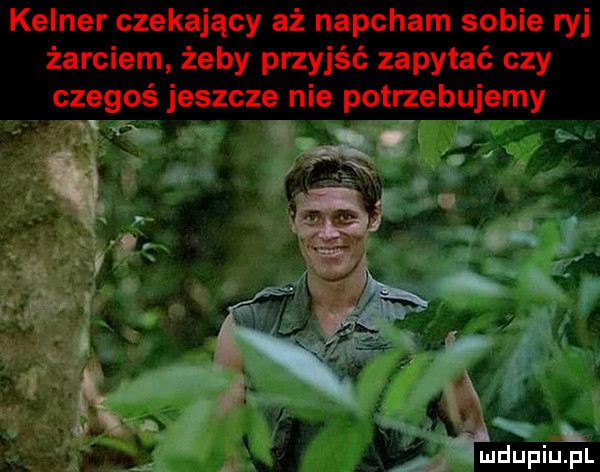 kelner czekający aż napcham sobie ryj żarciem żeby przyjść zapytać czy czegoś jeszcze nie potrzebujemy.   q. abakankami