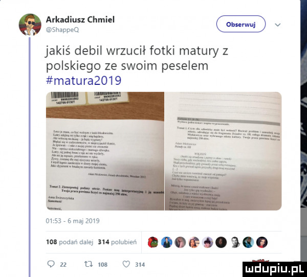 arkadiusz cumie jakiś debil wrzucił fotki matury z polskiego ze swoim peselem matura           mm     ma w a. w. abakankami g. abakankami. abakankami o    d ma o  n