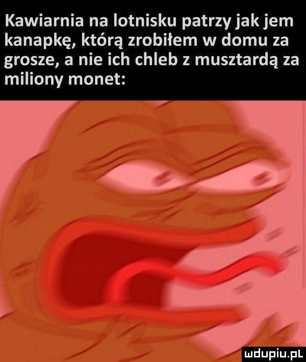 kawiarnia na lotnisku patrzy jakiem kanapkę którą zrobiłem w domu za grosze a nie ich chleb z musztardą za miliony monet ludu iu. l