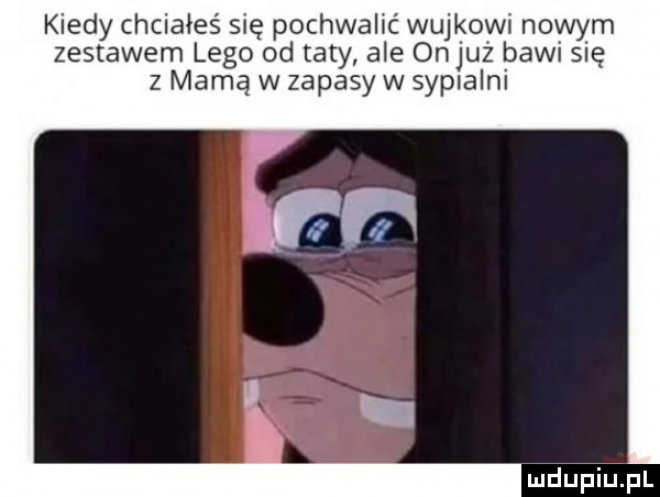 kiedy chciałeś się pochwalić wujkowi nowym zestawem lego od taty ale onjuż bawi się z mamą w zapasy w sypialni