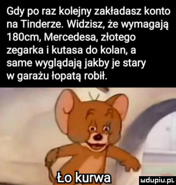 gdy po raz kolejny zakładasz konto na tonderze. widzisz że wymagają    cm mercedesa złotego zegarka i kutasa do kolan a same wyglądają jakby je stary w garażu łopatą robił. i i