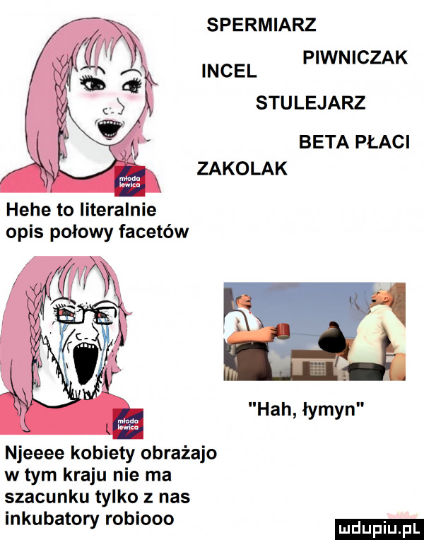 spermiarz incel piwniczek stulejarz beta płaci zakolak hebe to literalnie opis połowy facetów heh łymyn njeeee kobiety obrażało w tym kraju nie ma szacunku tylko z nas inkubatory robiono