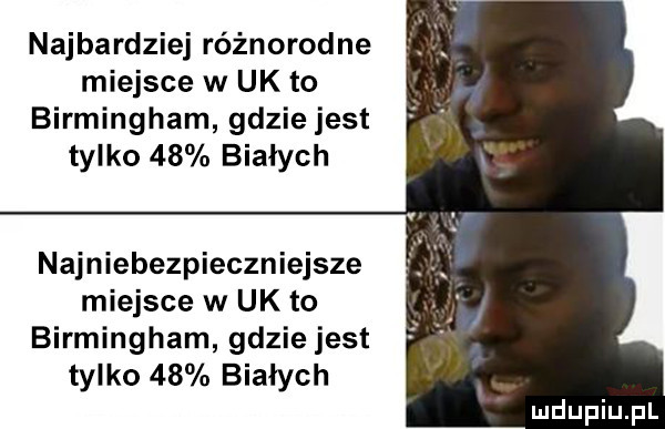 najbardziej różnorodne miejsce w uk to birmingham gdzie jest tylko    białych najniebezpieczniejsze miejsce w uk to birmingham gdzie jest tylko    białych