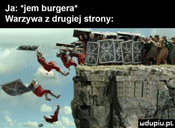ja jem burgera warzywa z drugiej strony