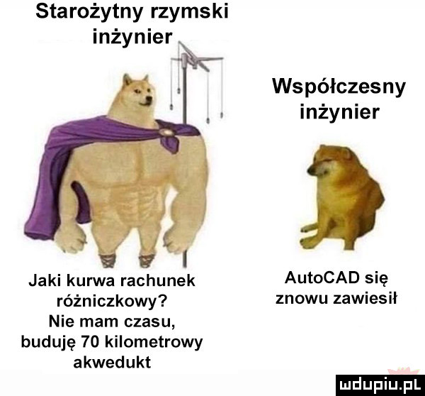 starożytny rzymski inżynier jaki kurwa rachunek różniczkowy nie mam czasu buduję    kilometrowy akwedukt współczesny inżynier autocad sie znowu zawiesił