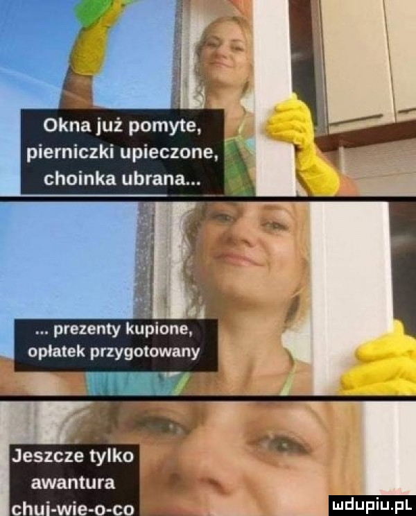 okna jaź pomyte. pierniczki upieczone choinka ubrana. prezenty kurpione. opłatek przygotowany jeszcze tylko awantura ludu iu. l
