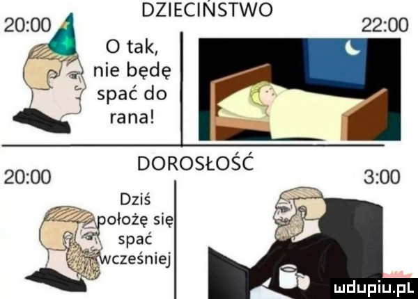 dziecinstwo             o tak    nie będę j sf spać do ł rana dorosłośc            dziś