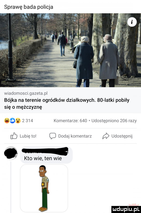 sprawę bada policja. is wwadomosci gazeta pl bójka na terenie ogródków działkowych.    latki pobiły się o mężczyznę         komentarze     udostępmono     razy eb lubie o o dodajkomemarz udcsrępnu. kto wie ten wie