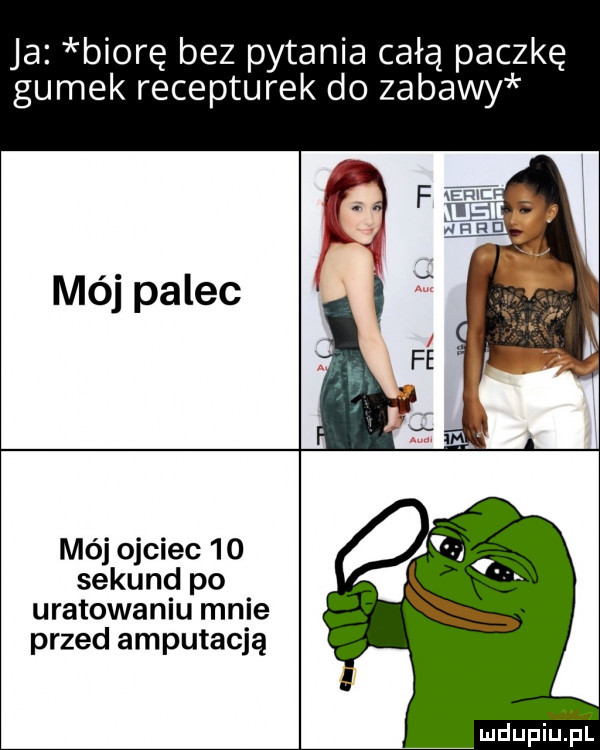 ja biorę bez pytania całą paczkę gumek recepturek do zabawy mój palec mój ojciec    sekund po uratowaniu mnie przed amputacja