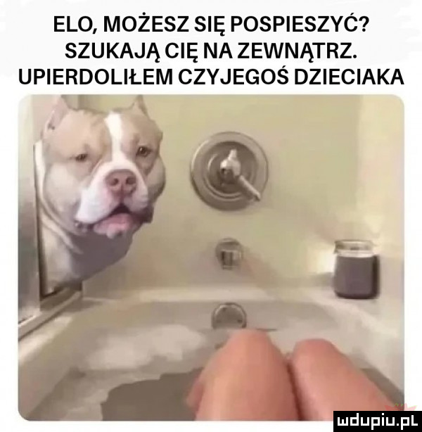 elo możesz się pospieszyc szukają cię na zewnątrz. upierdoliłem czyjegoś dzieciaka