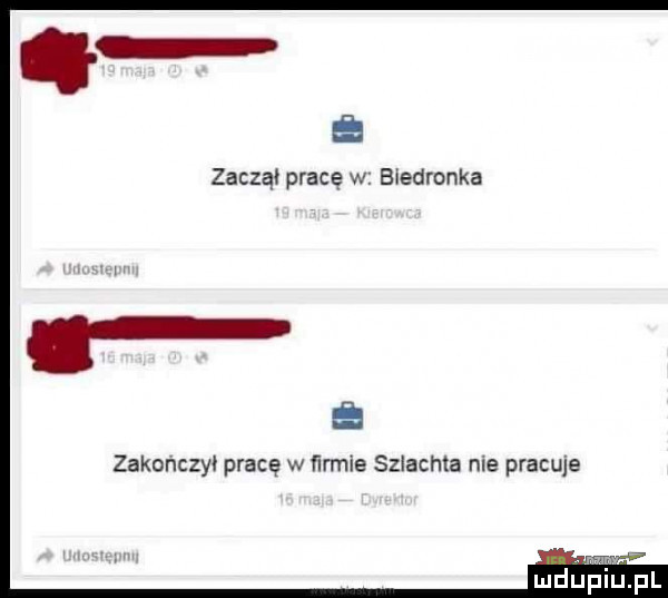 zaczął pracę w biedronka zakończył pracę w ﬁrmie szlachta nie pracuje w w jany