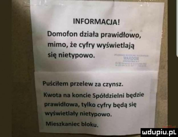 informacja domofon działa prawidłowo mimo ie cyfry wyświetlają nietypowo. i