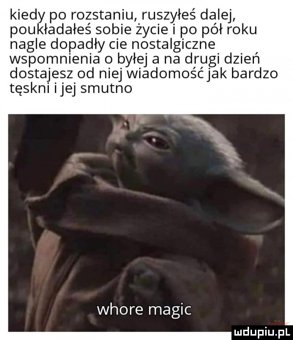 kiedy po rozstaniu ruszyłeś dalej poukładałeś sobie życie i po pół roku nagle dopadły cie nostalgiczne wspomnienia o byłej a na drugi dzień dostajesz od niej wiadomośćjak bardzo tęskni ijej smutno whore macic