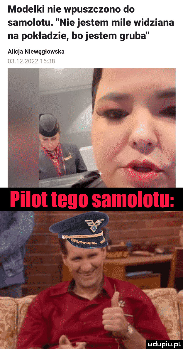 modelki nie wpuszczono do samolotu. nie jestem mile widziana na pokładzie bo jestem gruba alicja niewęgłowska w