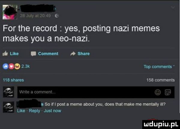 e for tee rekord yes posting nazi memes manes y-u a neo nazi lb uke i comte n sure         top cornmeal ne shares     wmmenls   o scmpasammnyw ooesmaxmemmnmmu    un repry juslnuw mﬂyupiupl