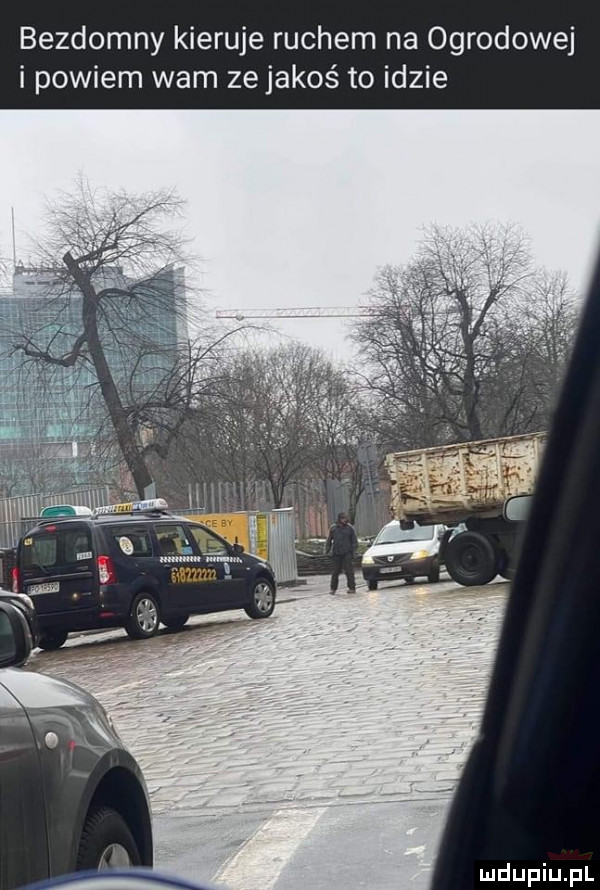 bezdomny kieruje ruchem na ogrodowej i powiem wam ze jakoś to idzie