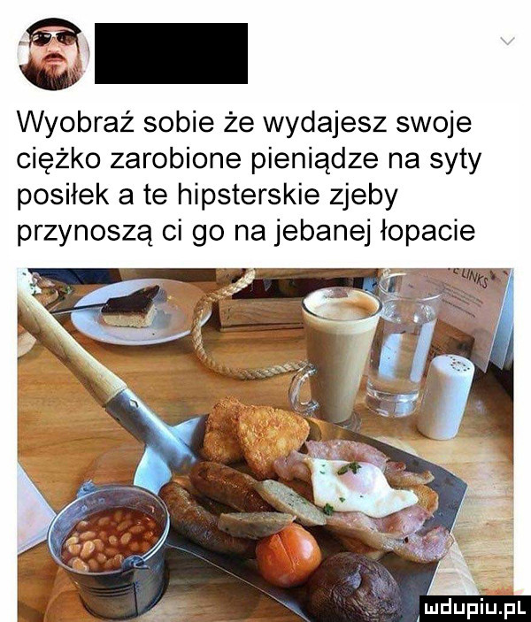 wyobraź sobie że wydajesz swoje ciężko zarobione pieniądze na syty posiłek a te hipsterskie zjeby przynoszą ci go na jebanej łopacie mduplu pl