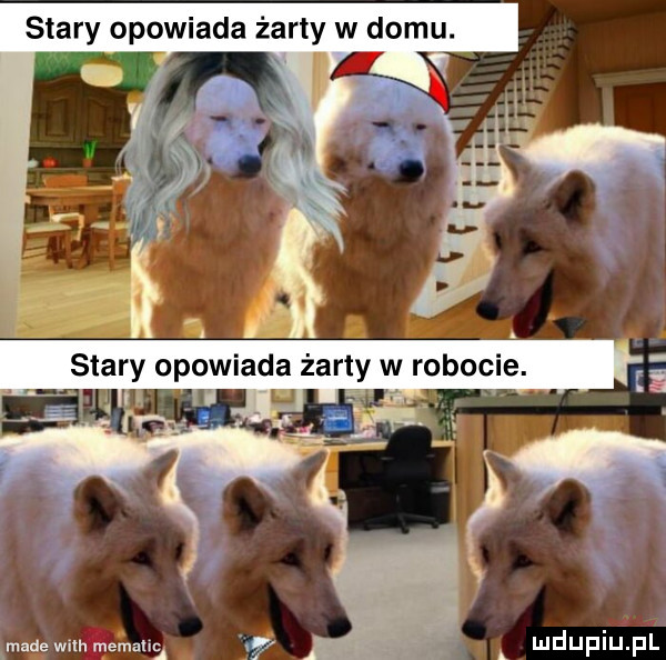 stary opowiada żarty w domu. k stary opowiada żarty w robocie. l i mace withiﬁeﬁmnﬂ    mdupilipl