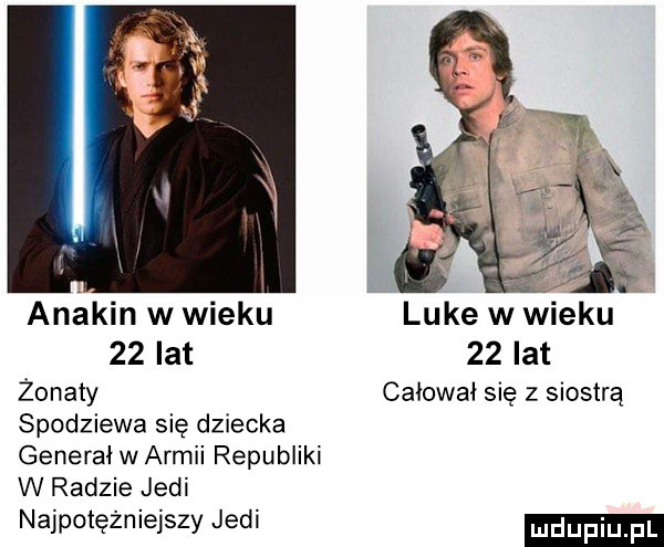 anecin w wieku luke w wieku    lat    lat żonaty caiowai się z siostrą spodziewa się dziecka generał w armii republiki w radzie judi najpotężniejszy judi