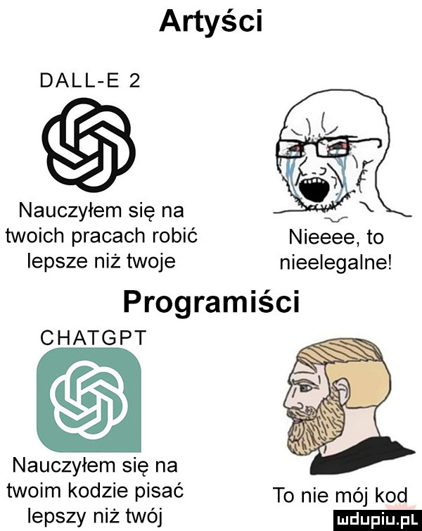 artyści dell e   nauczyłem się na twoich pracach robić nieeee to lepsze niż twoje nieelegalne programiści c hang pt nauczyłem się na twoim kodzie pisać to nie mój kod lepszy niż twój