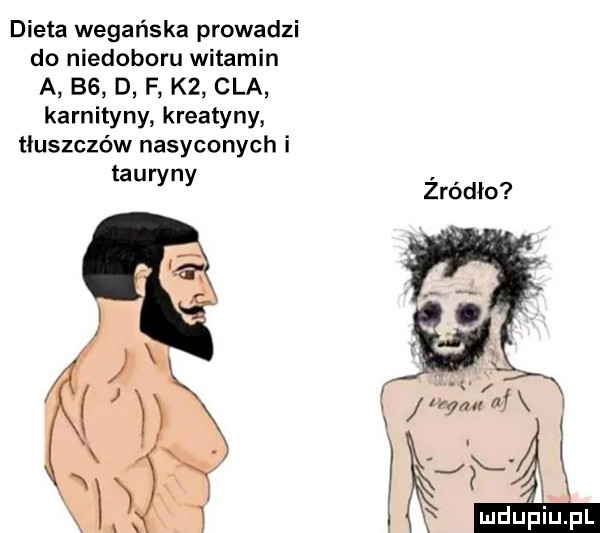 dieta wegańska prowadzi do niedoboru witamin a b  d f k  cla karnityny kreatyny tłuszczów nasyconych i tauryny żródło