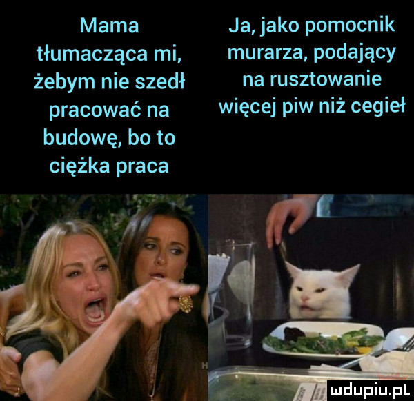 mama ja jako pomocnik tłumacząca mi murarza podający żebym nie szedł na rusztowanie pracować na więcej piw niż cegieł budowę bo to ciężka praca a. gg. wi ludupiu pl
