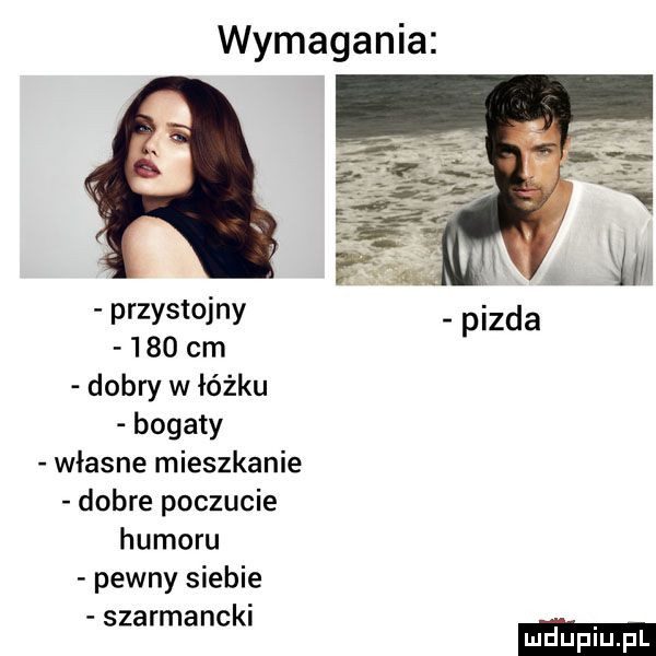 wymagania przystojny pizda     cm dobry w łóżku bogaty własne mieszkanie dobre poczucie humoru pewny siebie szarmancki mduplu pl