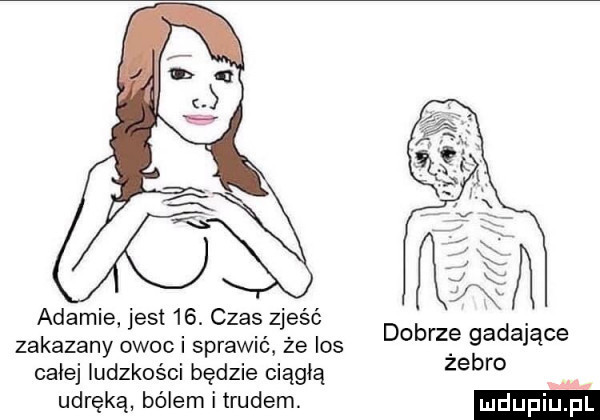 fax adamie jest   . czas zjeść d b d. zakazany owoc i sprawić że ios o rele ga ające całej ludzkości będzie ciągłą żebro udręką bólem i trudem