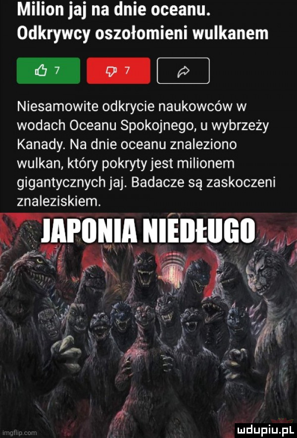 milion jaj na dnie oceanu. odkrywcy oszołomieni wulkanem niesamowite odkrycie naukowców w wodach oceanu spokojnego u wybrzeży kanady. na dnie oceanu znaleziono wulkan który pokryty jest milionem gigantycznych jaj. badacze są zaskoczeni znaleziskiem wiapnaia minimum   v gł. hx    x w a j  f  .     w   ll fl