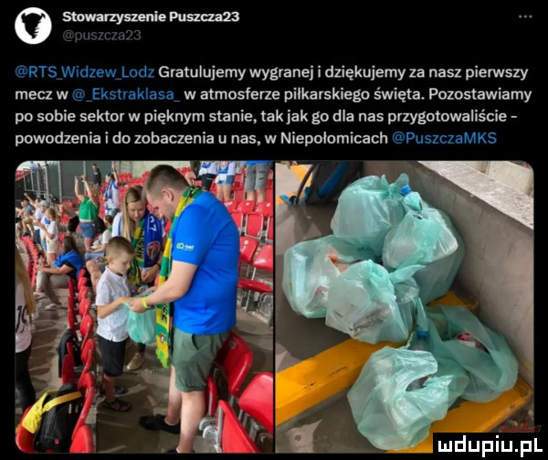 o wan zeza rtsiwidzewilodl gratulujemy wygranej i dziękujemy za nasz pierwszy mecz w jksuaklasa w atmosfera pilkavskiego święta. pozostawiamy po sobie sektor w pięknym stanie. tak jak go dla nas pvzygolowalis e powodzenia i do zobaczenia u nas. w niepołomicach puszczamks