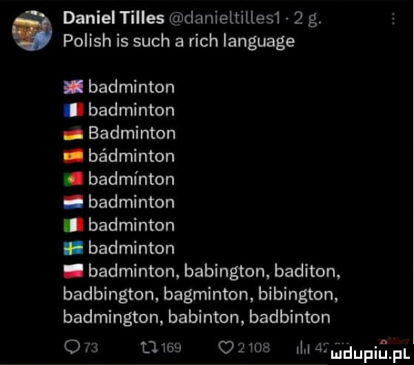 daniel tilles chlanieltilles    g. polish is such a rich language. badminton. badminton badminton. badminton. badminton. badminton. badminton. badminton. badminton babington. baditon badbington. badminton bibington badmington babinton badminton o   mm c      omyl  fm dupilij