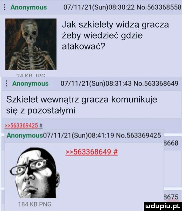 anonymous          sun          no           jak szkielety widzą gracza żeby wiedzieć gdzie atakować w w  m   anonymous           sun          no           szkielet wewnątrz gracza komunikuje się z pozostałymi           anonymouso        sun          no