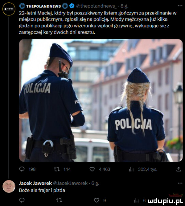 vnnmunnumsme   w w w l niemi maciek. który był poszukiwany listem gończym za przeklinanie w miejscu publicznym zglosil się na policję. mlody mężczyzna już kilka godzin po nubﬁkacji jego wizerunku wpvacil grzywnę wykupując się z zastępczej kary dwóch dni masztu. jaceklzworek pr nw ą x r boże alefrajeri pizda
