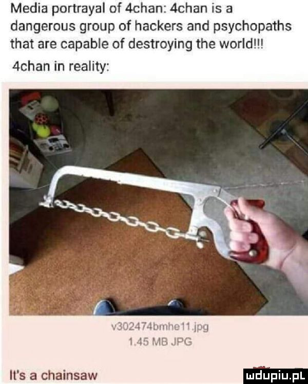media portrayal of  chan achan is a dangerous group of hackers and psychopaths trat are capable of destroying tee wored  chan in reality th bhp it s a chainsaw