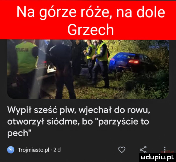 na górze róże na dole wypił sześć piw wjechał do rowu otworzył siódme bo parzyście to pech. trojmiasto pl zd mduplu pl