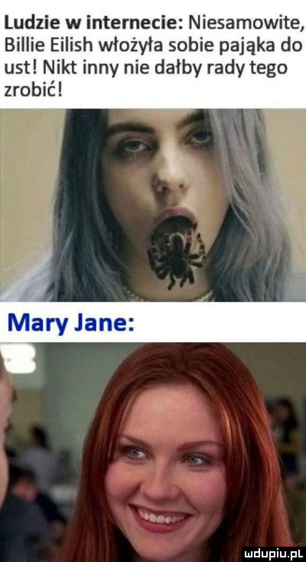 ludzie w internecie niesamowite billie eilish włożyła sobie pająka do ust nikt inny nie dałby rady tego zrobić mary jane