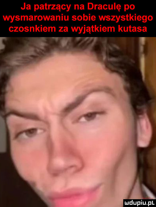 ja patrzący na draculę po wysmarowaniu sobie wszystkiego czosnkiem za wyjątkiem kutasa g. ludupiu. pl