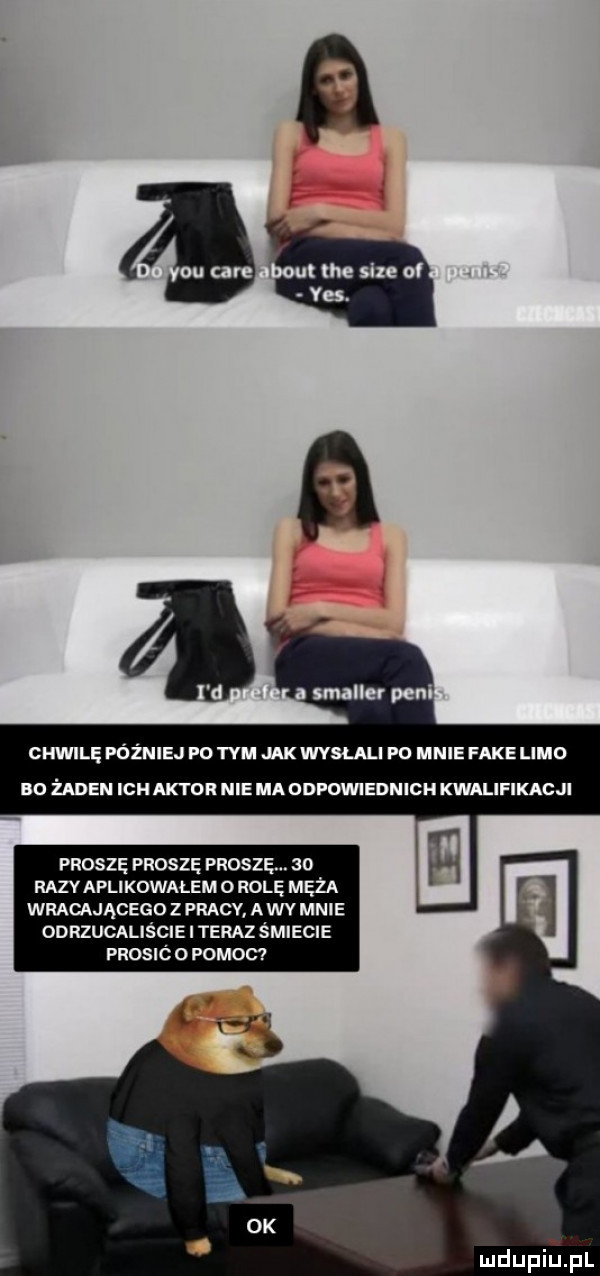chwilę fóżniej fd tam jak wysłali fo mnie fake lind bo żaden ich aktor nie ma odpowiednich kwalifikacji proszę proszę proszem    razy apli kowalem o fiolę męża wracającego z pracy. a wy mnie odrzucaliście i teraz śmiecie prosió o pomoc mdupiepl