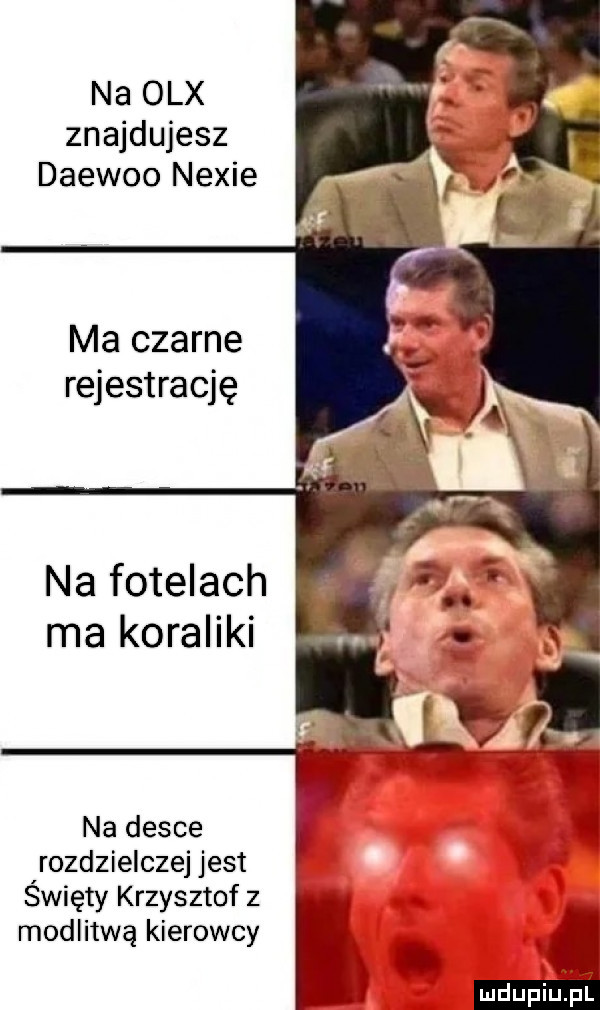 na olx znajdujesz daewoo nexie ma czarne rejestrację na fotelach ma koraliki na desce rozdzielczej jest święty krzysztof z modlitwą kierowcy