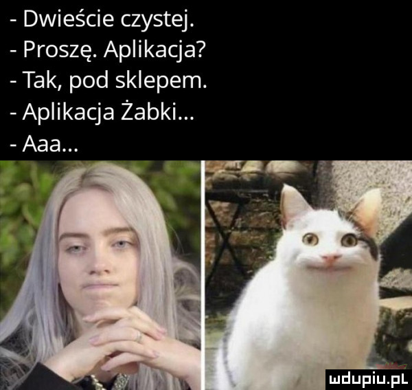 dwieście czystej. proszę. aplikacja tak pod sklepem. aplikacja żabki. aaa