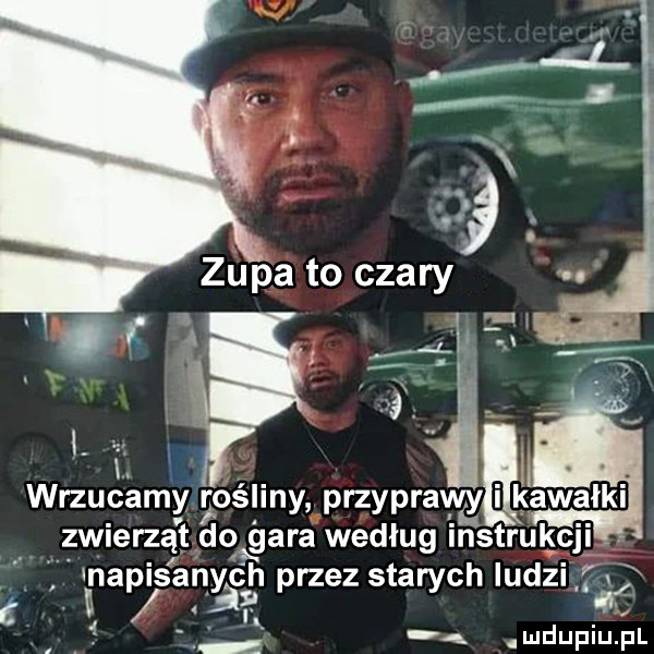 wrzucamy rośliny przyprawy i klawalki zwierząt do gara według instrukcji inapisanyćh przez starych ludzir ś t   w   ludupiu. l