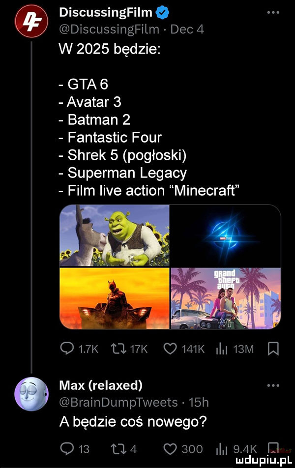 discussingfilm o discussingfilm dec   w      będzie gta   avatar   batman   fantastic four shrek   pogłoski superman legacy film live action minecraft quk gik umm i   m q max relaxed braindumptweets   h a będzie coś nowego     ma         k mduplu pl