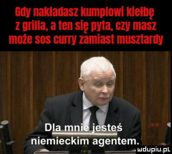 lidl nakładasz kumplowi idem z grilla. a ten się wba. czy masz może sos curry zamiast musztardy e d. abakankami. niemieckim agentem. n mdupiupl