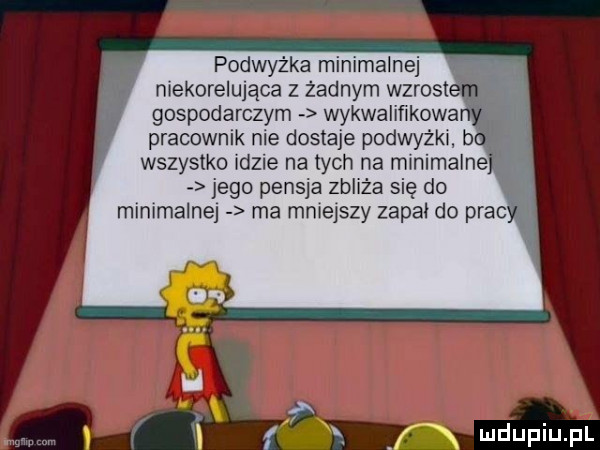 podwyżka minimalnej n ekorelu ąca z zadnym wzrost gospodarczym wykwaliflkowa pracownik nie dostaje podwyżkr b wszystko dmie na tych na minimalne jego pensja zbliża się do. mlnlmalne ma mniejszy zapal do pracy f