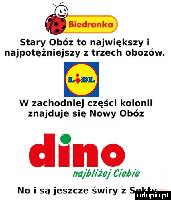 f stary obóz to największy i najpotężniejszy z trzech obozów. w zachodniej części kolonii znajduje się nowy obóz ira b lez e ciebie no i są jeszcze świry z sam