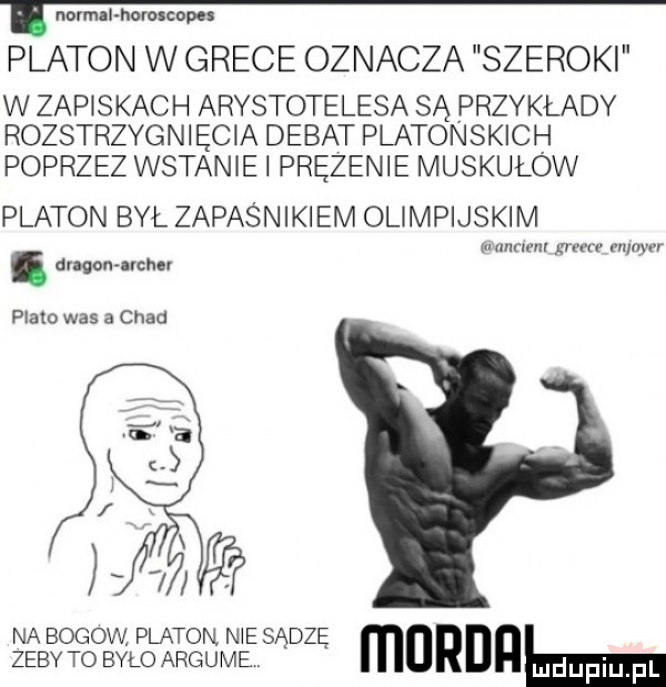 norom horoskopu platon w grece oznacza szeroki w zapiskach arystotelesa są przykłady rozstrzygnięcia debat platonskich poprzez wstanie i prężenie muskulow platon był zapaśnikiem olimpijskim mmm m mm er. dragon irch plato was a chad na bogow. platon nie sądzę zeby to było argume