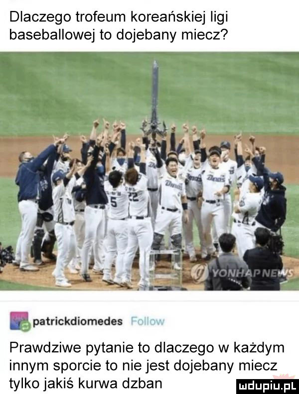 dlaczego trofeum koreańskie i baseballowej to dojebany miecz ę patrickdiomodes prawdziwe pytanie to dlaczego w każdym innym sporcie to nie jest dojebany miecz tylko jakiś kurwa dzban