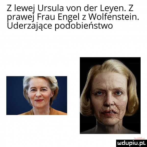 z lewej ursula van der leyen. z prawej frau engel z wolfenstein. uderzające po obieństwo ludu iu. l