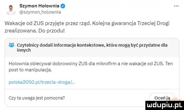 szyman holuwnia gszymonjomwma wakacje od zus przyjęte przez rząd kolejna gwarancja trzeciej drogi zrearrzowana. do przodu u clylelnicy dodali informacje knnteksmwe które mogą być prlydame dla innych holowma ob recywar dobrowomy zus dra nnkrofr rm a roe wakacje od zus. ten posso ryan rpuracja. potskaaoso thrzema uboga czyta uwaga jest pomocna oceń ią